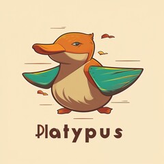 flat vector logo of animal Platypus Vector image, White Background
