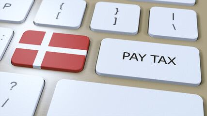Denmark Country Pay Tax 3D Illustration. National Flag - obrazy, fototapety, plakaty