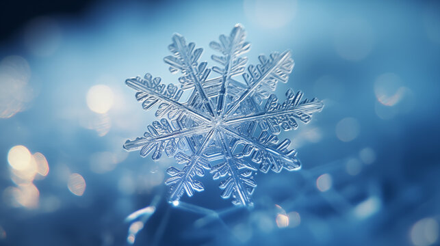 photograph close-up microscope snowflake in winter