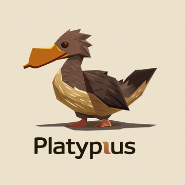 flat vector logo of animal Platypus Vector image, White Background