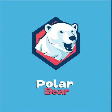 flat vector logo of animal Polar Bear Vector image, White Background