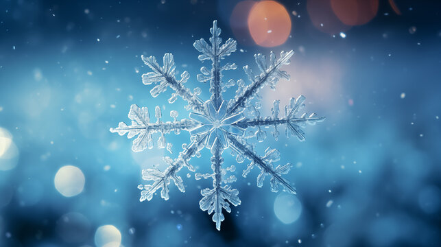 Zoom x16 snowflake in microscope lens