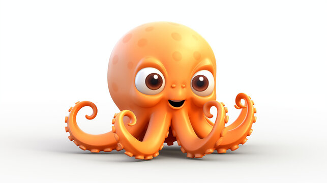 cartoon octopus in white background 3d cute 