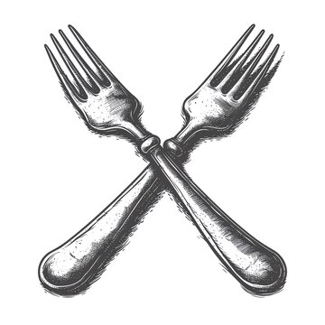 recommend clip art: Crossed Forks Sketch