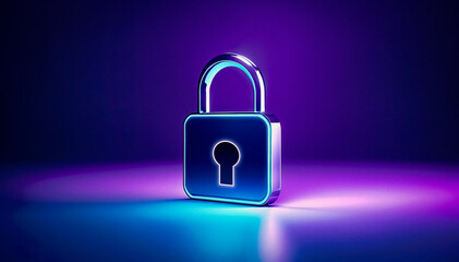 Lock in Security Blue Padlock Icon on Digital Background, Securing Your Digital World, Guarding Your Data with Encryption, Digital Fortress, Hardware security system, network firewall, Computer data. 