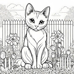 coloring pages of a little cat Generative Ai