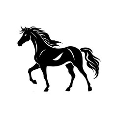 a black horse with long mane