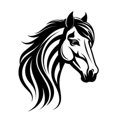 a black and white image of a horse