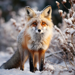 Winter Fox in Natural Habitat Ideal for Wildlife and Nature-Themed Promotions