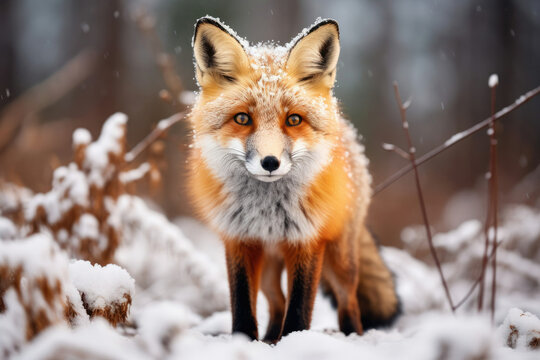 Red fox in snow depicting wildlife beauty and survival in winter