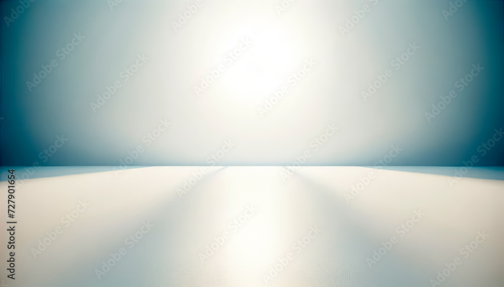 Poster Empty room with soft blue gradient, minimalist concept. Feeling of calmness. Generative AI