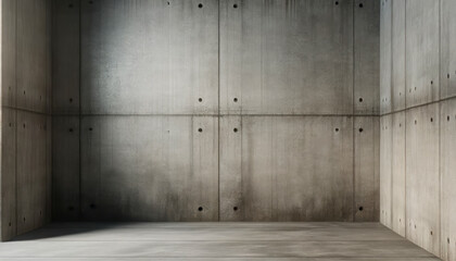 Sparse concrete corner with shadow play, minimalist aesthetic. Concept of emptiness. Generative AI
