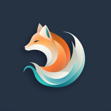  Flat vector logo of an animal "Fox"  a whimsical flat fox logo for a creative design agency, reflecting cleverness and adaptability