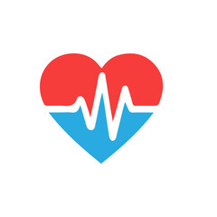 heart beat pulse flat icon for medical