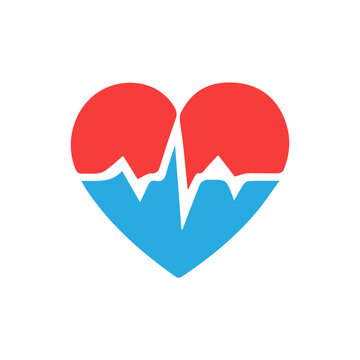 heart beat pulse flat icon for medical