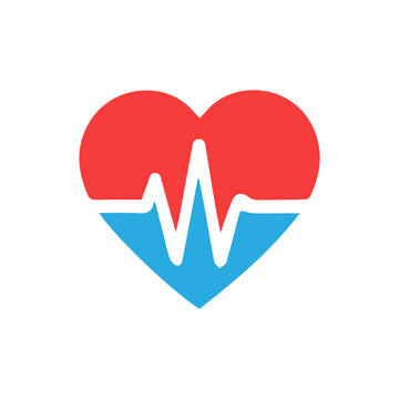 heart beat pulse flat icon for medical