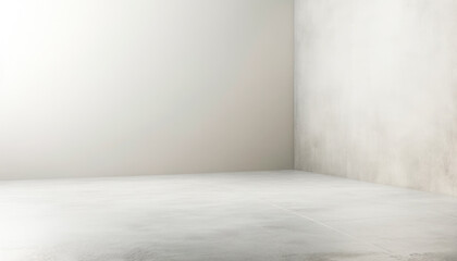 Abstract white concrete wall with gradient shadow and reflective floor. Clean design architecture....