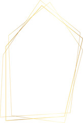 Golden geometric frame. Wedding thin line border. Simple modern rectangle abstract shape. Luxury foil design for invitation and menu.