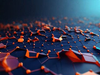 Obraz premium Abstract technology background with connecting dots and lines 3D Rendering Abstract polygonal science background