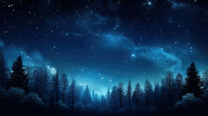 Starry night sky over a serene forest enchanted night-time beauty inspires peace and cosmic wonder