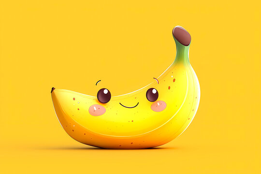 little cute banana kawaii cartoon character
