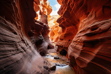 Scenic view of Antelope Canyon with vibrant orange sandstone formations perfect for nature themes and geotourism promotion
