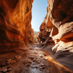 Foto op Canvas Serene canyon passage with warm earth tones offering a scene for tourism adventure and exploration in a majestic and awe-inspiring Southwest landscape © Made360