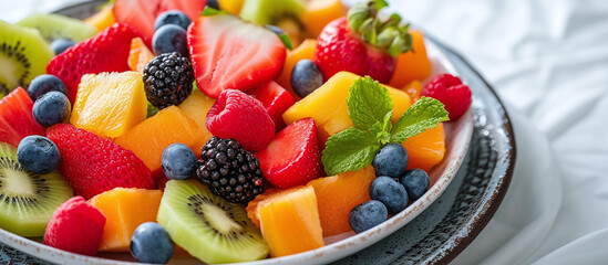 A fruit salad on a plate