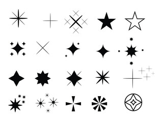 Stars collection. Star vector icons. Golden and Black set of Stars, isolated on transparent background. Star icon