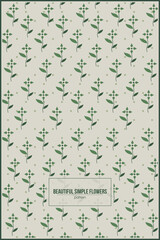 beautiful simple flowers vector pattern with dominant gradient green color