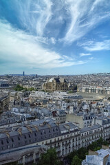 Fototapeta na wymiar Paris, aerial view of the city, with the Saint-Eustache church