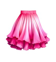 Pink women skirt isolated on white background in watercolor style.