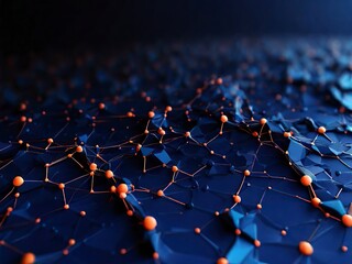 Obraz premium Abstract technology background with connecting dots and lines 3D Rendering Abstract polygonal science background