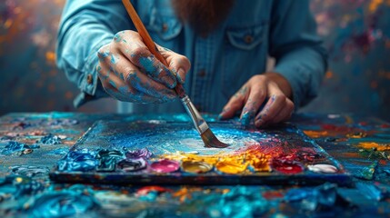 Creative Hobbies, Artist at work, whether painting, writing, or playing a musical instrument, showcasing creative pursuits