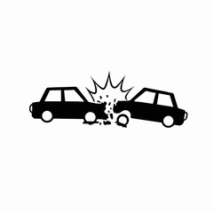 Crashed Cars icon isolated on white background ,Silhouette Car accident Illustration vector design, Perfect for Transportation Concepts and Vintage Car Enthusiasts