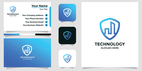 gradient security logo template collection and business cards