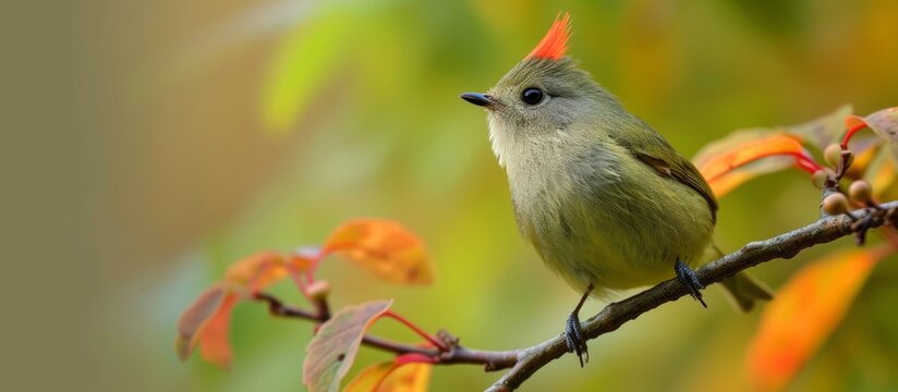 Male Ruby Crowned Kinglet Showing Off Majestic Crown
