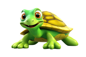 A 3D Cartoon Turtle Adventure on Transparent Background, PNG,