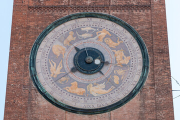 the astronomical clock of Torrazzo, the bell tower of the cathedral of Cremona.