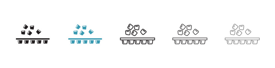 Frozen Water Tray Vector Icon Set. Icemaker Box Vector Symbol for UI Design.