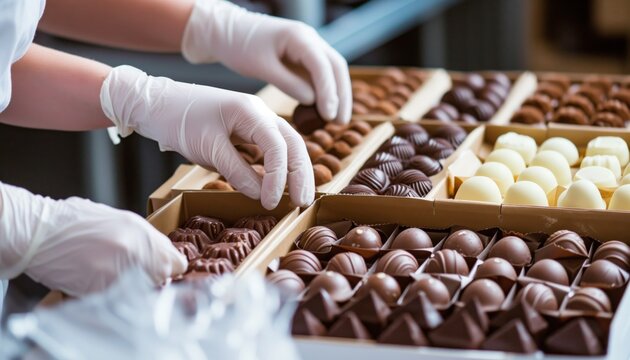 Artisan Chocolatier Arranging Handmade Chocolates in Assorted Boxes