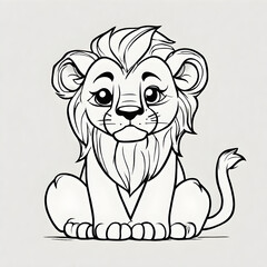 Coloring page of a cute lion Generative Ai