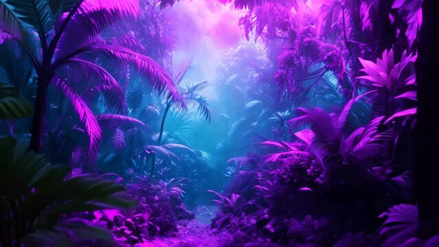 Luminous Fauna in the Fantasy Fog: A Mystical Jungle Realm. Generative ai