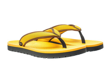 yellow flipflop sandals isolated on white or transparent png background