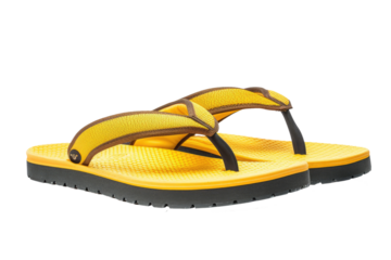 yellow flipflop sandals isolated on white or transparent png background