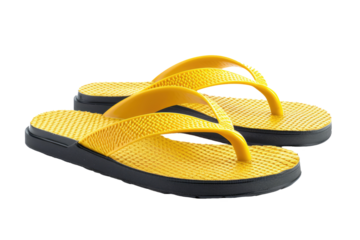 yellow flipflop sandals isolated on white or transparent png background