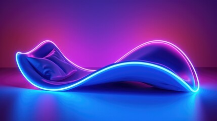 abstract modern blue wavy background with ground lights glowing and bed
