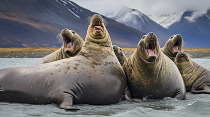  Elephant Seals South Georgia Island UK Antarctica