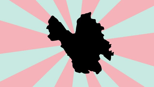 Animated map of Lao Cai in Vietnam with a rotating background