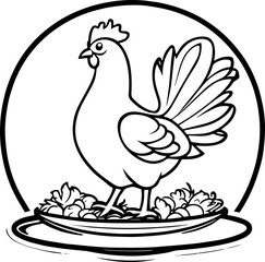 Chicken or rooster icon isolated on white background